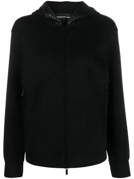 Emporio Armani худи на молнии с логотипом, черный