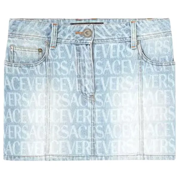 Джинсовая юбка с логотипом Versace, цвет Голубой