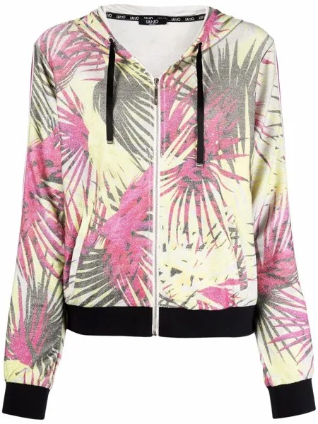 LIU JO leaf-print zip-up hoodie