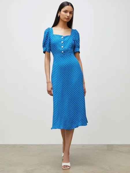 Платье Finery Talise в горошек, ярко-синий/белый