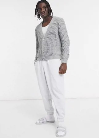 Светло-серый свободный кардиган крупной вязки ASOS DESIGN-Зеленый цвет
