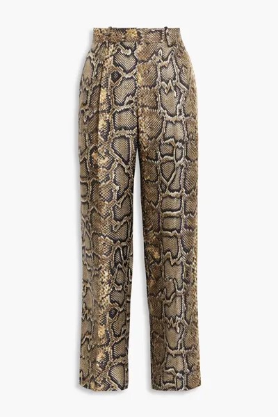 Прямые брюки из шелка со змеиным принтом Victoria Beckham, цвет Animal print