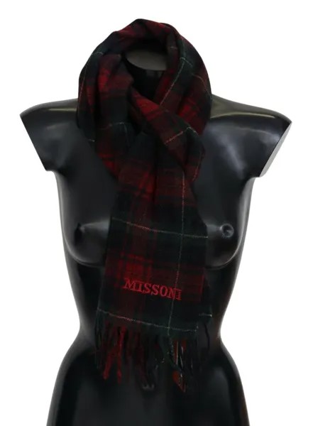 Шарф MISSONI, черный, красный, шерстяной, унисекс, с бахромой на шее, 180 см x 31 см 340 долларов США