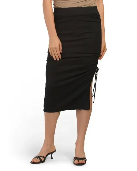 Юбка миди в рубчик с завязкой Made In USA Lisa Marie Michael Stars, черный