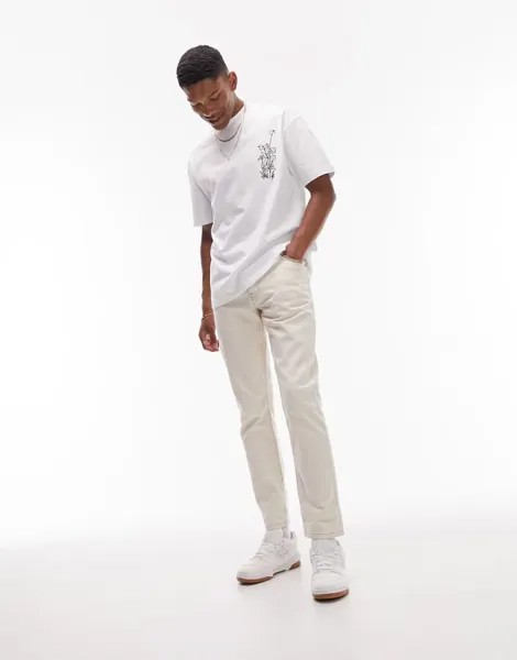 Бежевые джинсы узкого кроя Topman