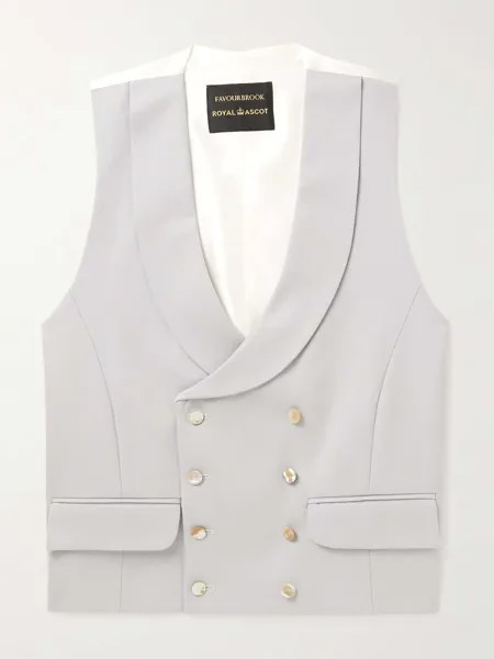 Двубортный льняной жилет Dukes Slim-Fit Shawl Lapel Favourbrook, серый