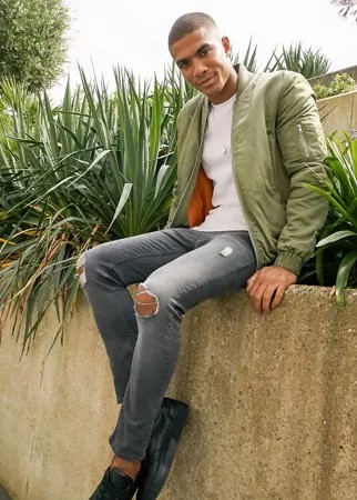 Бомбер цвета хаки с оранжевой подкладкой и карманом MA1 ASOS DESIGN-Зеленый цвет