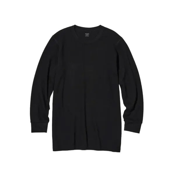 Лонгслив Uniqlo Heattech Extra Warm Cotton Waffle, черный