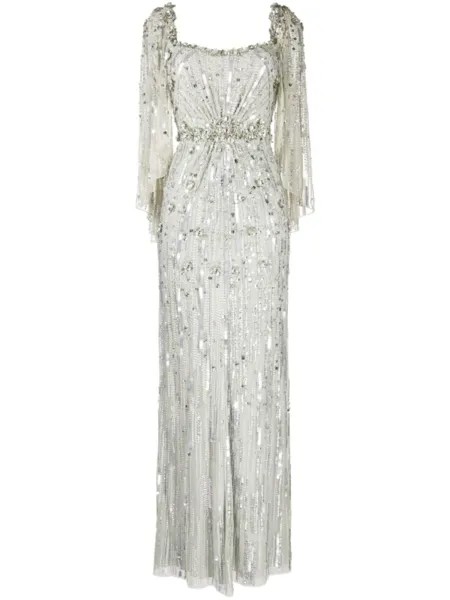 Тюлевое платье с пайетками Jenny Packham, зеленое