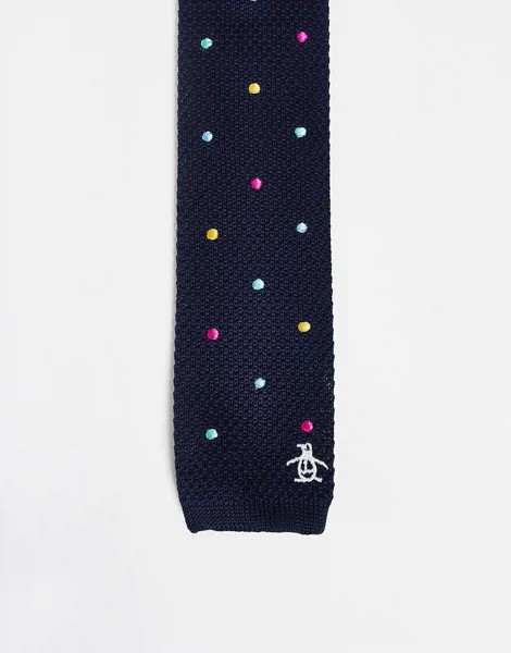 Вязаный галстук в яркий горошек Original Penguin-Темно-синий