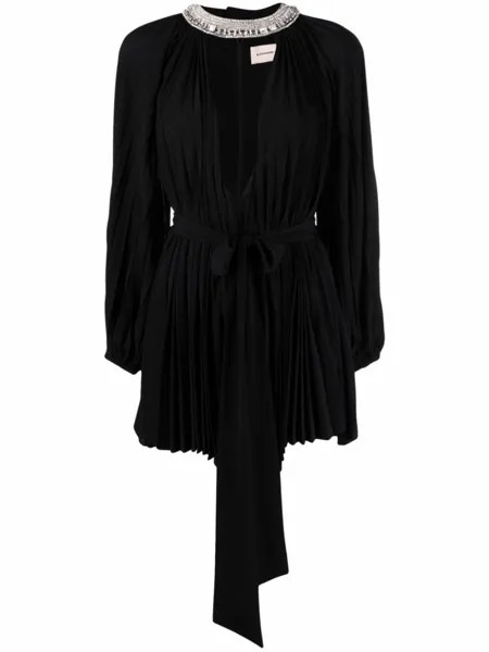 Alexandre Vauthier плиссированное платье мини с кристаллами, черный
