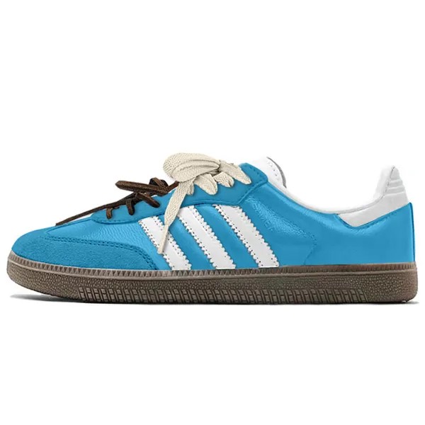 Кроссовки adidas originals SAMBA OG Skateboarding Shoes Unisex Low-top White, голубой