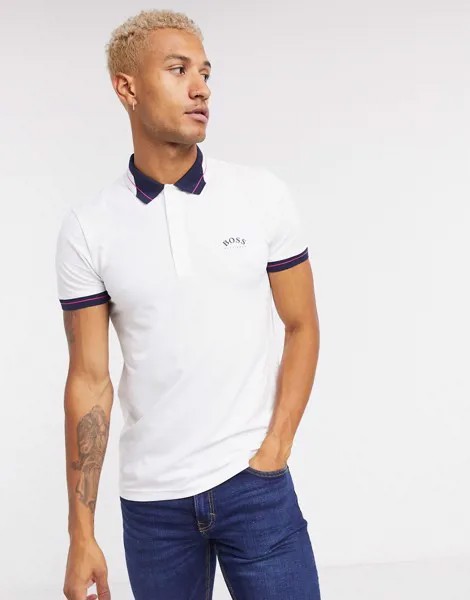 Поло белого цвета узкого кроя BOSS Athleisure Paule-Белый