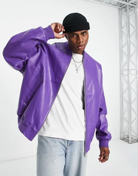 Фиолетовый бомбер oversize ASOS DESIGN