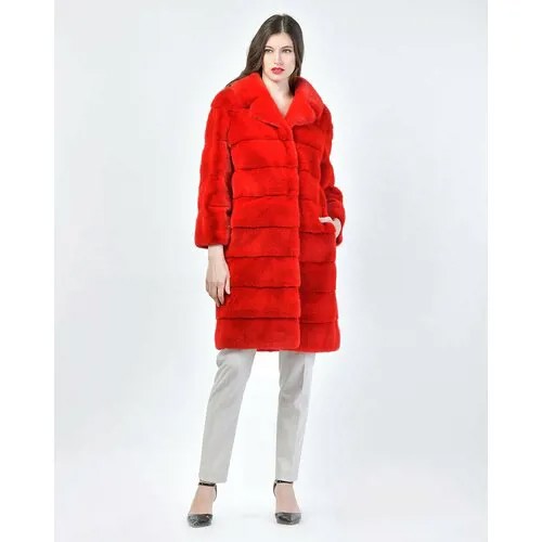 Пальто Fabio Gavazzi, норка, силуэт прямой, карманы, размер 42, красный