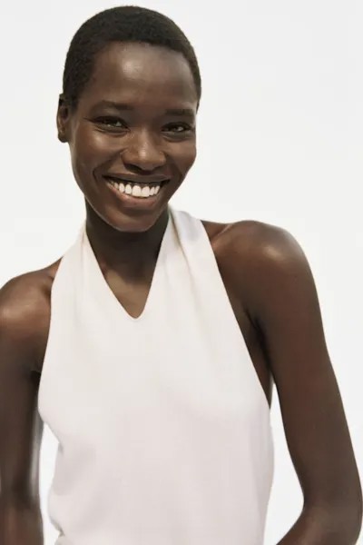 Боди-Стринги с воротником-халтером H&M, серый