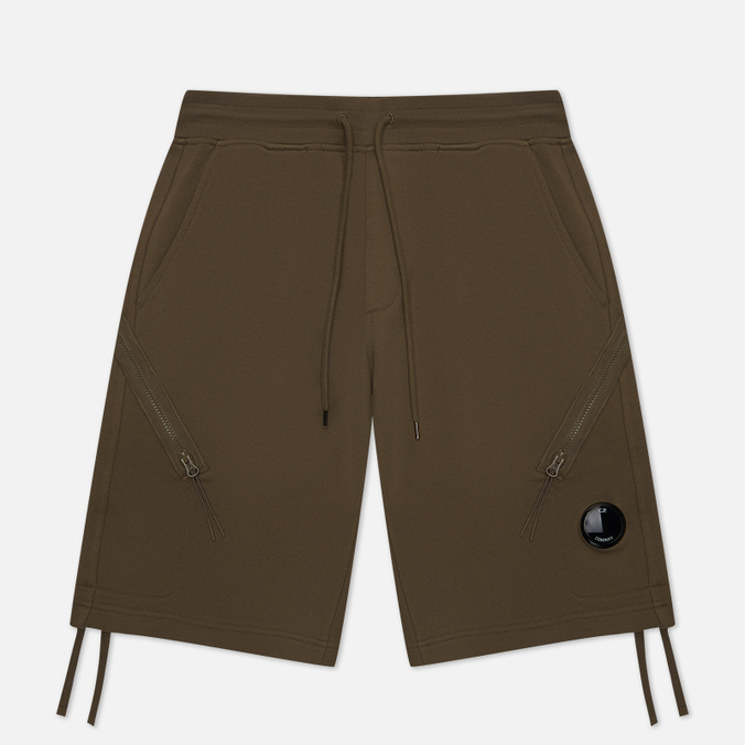 Мужские шорты C.P. Company Diagonal Raised Fleece Zipped Pocket оливковый, Размер XXL