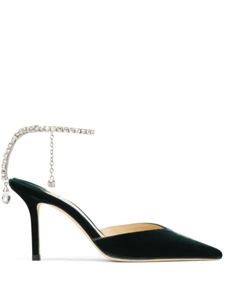 Jimmy Choo туфли Saeda 85 с кристаллами, зеленый