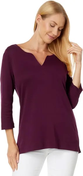 Туника Pima Tops с разрезом, рукав 3/4 L.L.Bean, цвет Royal Plum