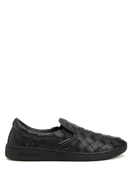 Вязаные женские кеды из фактурной кожи Bottega Veneta, черный