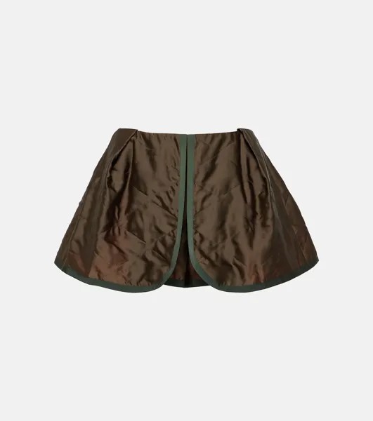 Стеганые атласные шорты Sacai, коричневый