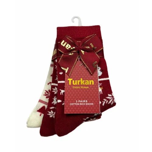 Носки Turkan, 3 пары, размер 36-41, белый, красный