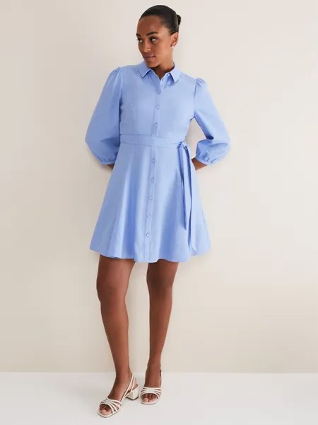 Платье-рубашка Phase Eight Lucie из смесового льна, бледно-голубой