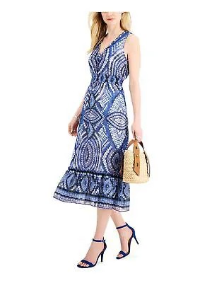 TAYLOR Женское синее многоуровневое вечернее платье миди без рукавов с V-образным вырезом + расклешенное платье 2