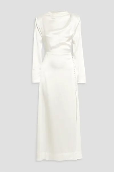 Шелковое платье макси Campania с пуговицами ENVELOPE1976, белый