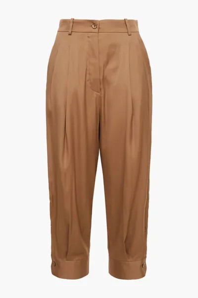 Укороченные зауженные брюки из крепдешина со складками Emilio Pucci, коричневый