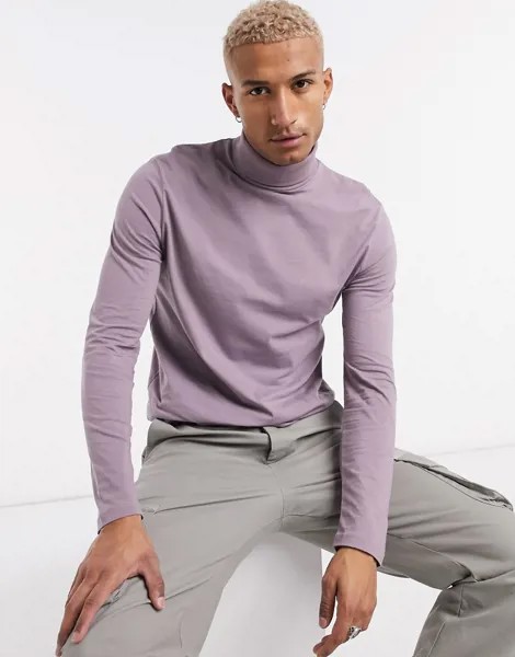 Бледно-фиолетовый лонгслив-водолазка ASOS DESIGN