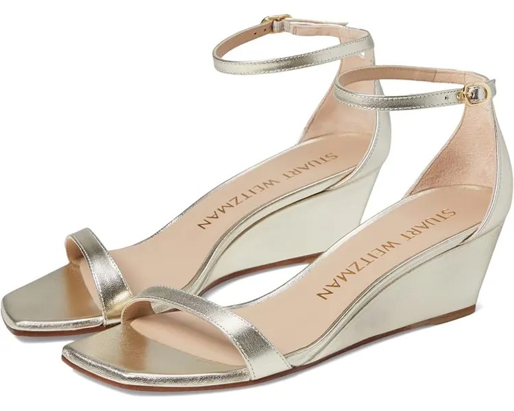 Туфли Stuart Weitzman Nudistcurve 50 Wedge, цвет Light Gold