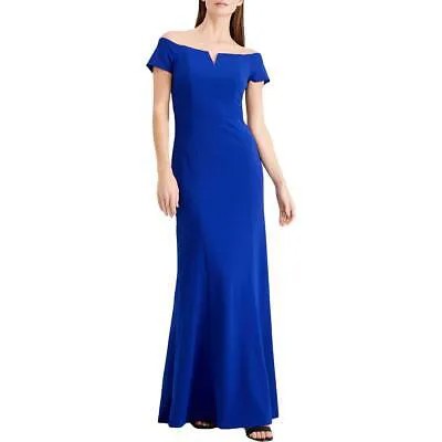 Calvin Klein Женское синее длинное вечернее платье с открытыми плечами 6 BHFO 5138