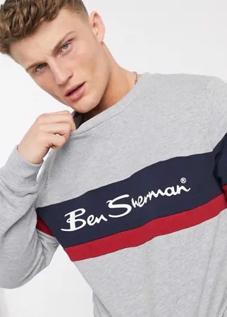 Свитшот с логотипом в стиле колор блок Ben Sherman-Серый