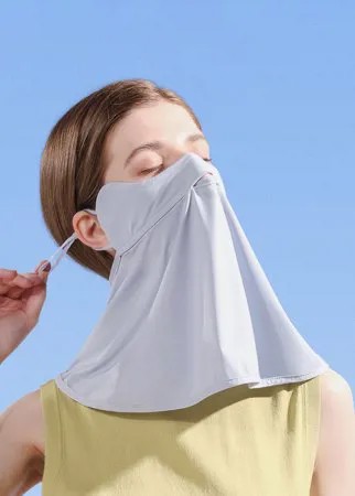 Женщины Ice Silk Solid Color Шея Защитная шаль Солнцезащитный козырек Маска