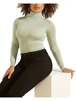 GUESS Женский зеленый полупрозрачный свитер в рубчик с длинными рукавами и высоким воротником S