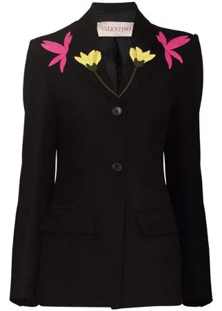 Valentino floral-embroidered lapel blazer