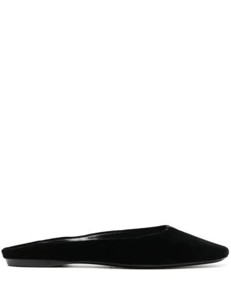 Saint Laurent тапочки из кожи Lido, черный