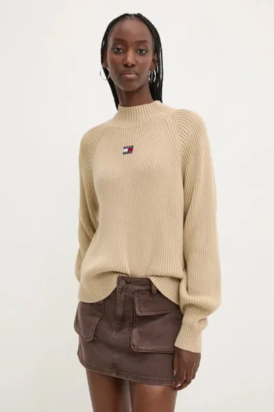 Хлопковый свитер Tommy Jeans, бежевый