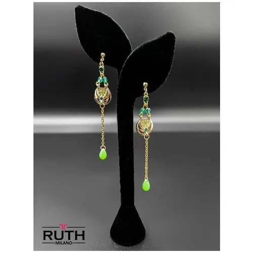Серьги RUTH MILANO, искусственный камень, зеленый