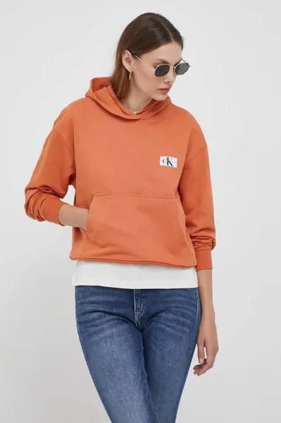 Хлопковая толстовка Calvin Klein Jeans, оранжевый