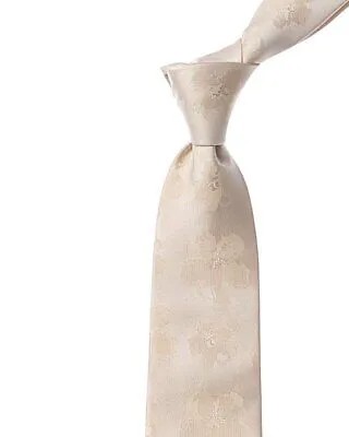 Мужской жаккардовый шелковый галстук кремового цвета с магнолией Ted Baker Berel белого цвета