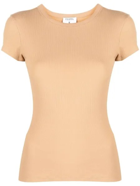 Filippa K футболка в рубчик с круглым вырезом, нейтральный цвет