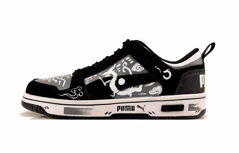 Кроссовки Puma Rebound Layup Skateboarding Shoes Unisex Low-top Black/white/gray, черный/белый/серый