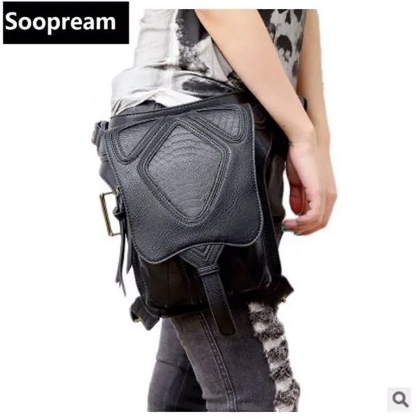 Женская сумка-мессенджер в стиле панк, сумочка кросс-боди на бедро, защитный кошелек, Кожаный саквояж на плечо в стиле стимпанк