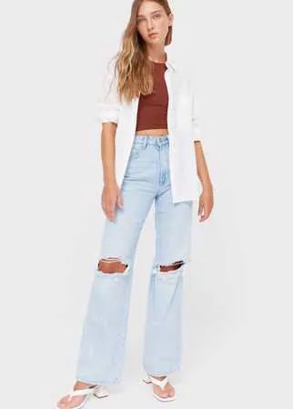Stradivarius Рубашка Прямого Кроя В Полоску Белый Xs
