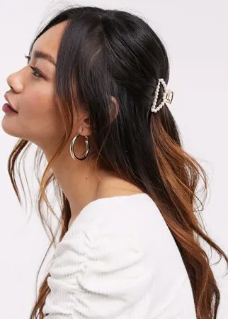 Золотистая заколка-краб с отделкой искусственным жемчугом ASOS DESIGN-Золотой