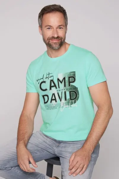 Рубашка CAMP DAVID с круглым вырезом, хлопок, синий