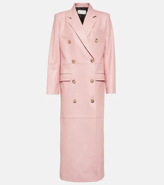 Двубортное кожаное пальто Magda Butrym, розовый