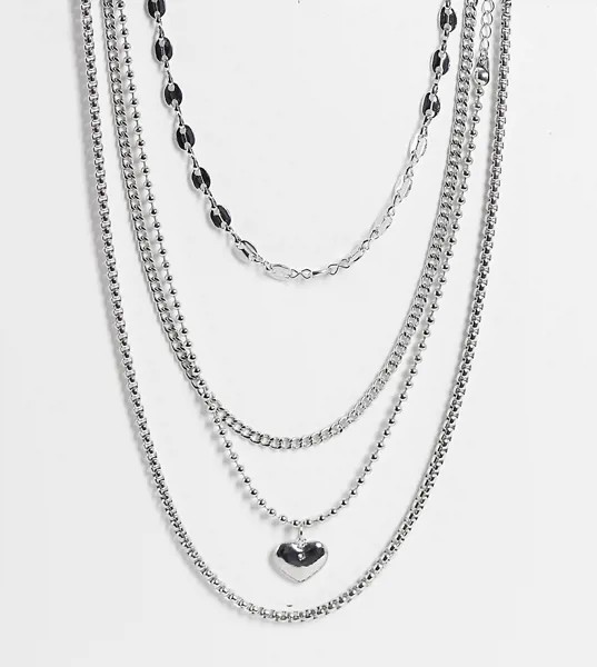 Многоярусное серебристое ожерелье с подвесками y2k Reclaimed Vintage Inspired-Серебристый